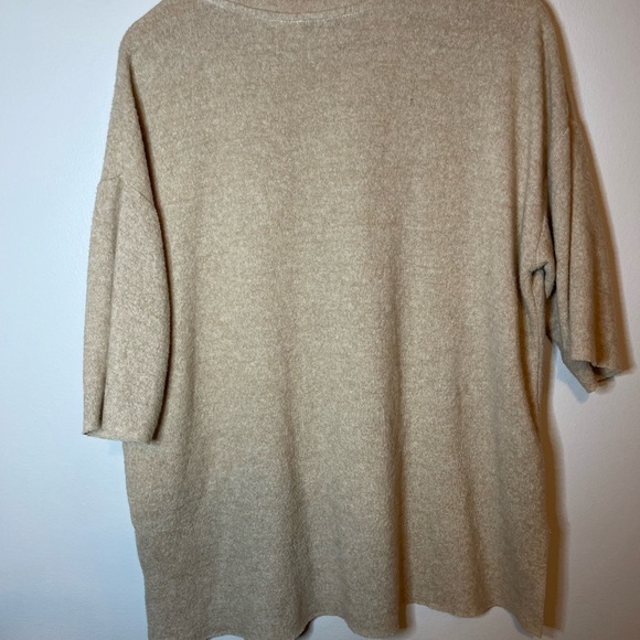 Zara boxy knit tee size M cream color - Picture 2 of 5